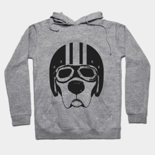 Labrador Retriever Dog in Motorcycle Helmet & Goggles Hoodie